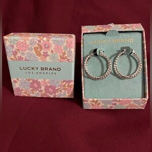 Lucky Brand Hoop Earrings Silver Tone NWT